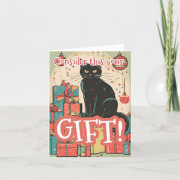 Naughty Funny Black Cat Christmas  Holiday Card