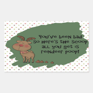 Naughty Funny Christmas Reindeer Poop Gift Saying Rectangular Sticker