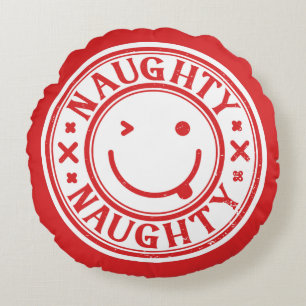 Naughty Funny Christmas  Round Cushion