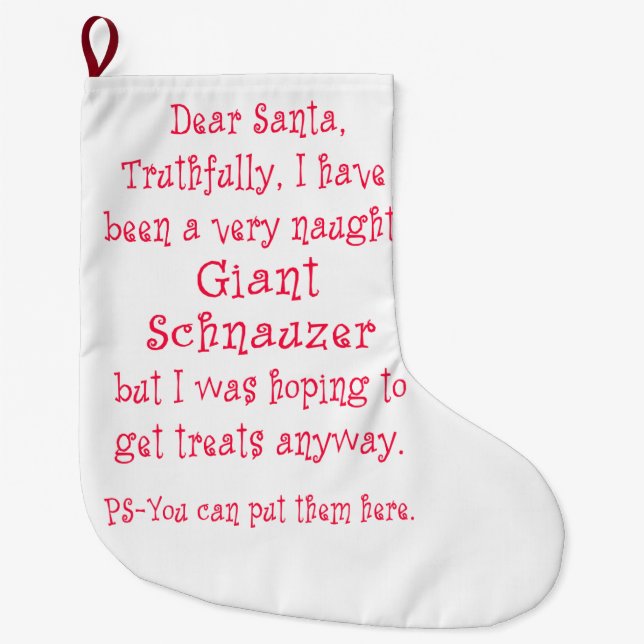 Naughty Giant Schnauzer Large Christmas Stocking (Front)