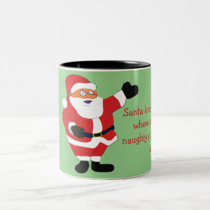 Naughty Girl Bad Santa Funny Joke Humour Fun Two-Tone Coffee Mug
