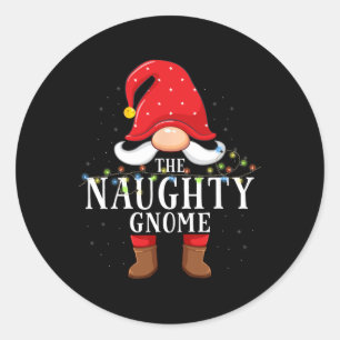 Naughty Gnome Matching Christmas Family Pajama Classic Round Sticker