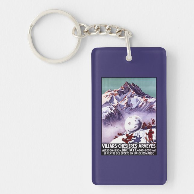Naughty Gnomes Making Giant Snowball Poster Key Ring (Front)