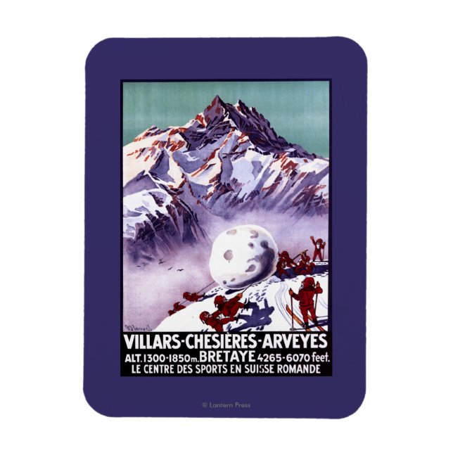 Naughty Gnomes Making Giant Snowball Poster Magnet (Vertical)