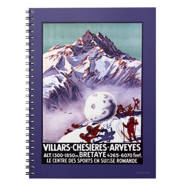 Naughty Gnomes Making Giant Snowball Poster Notebook (Front)