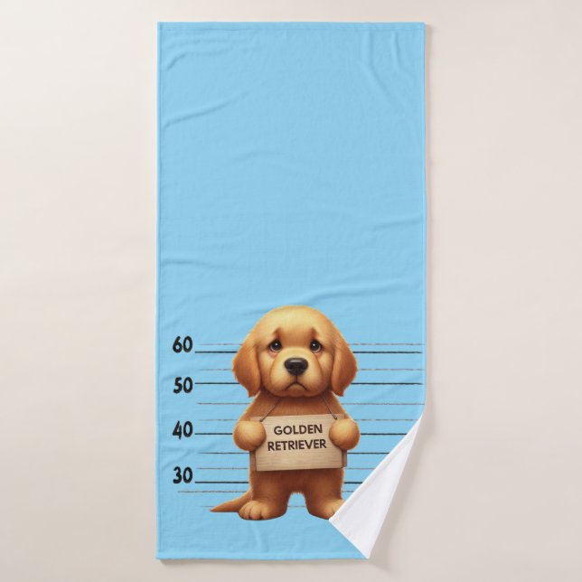 Naughty Golden Retriever Bath Towel (Bath Towel)