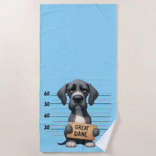 Naughty Great Dane Beach Towel