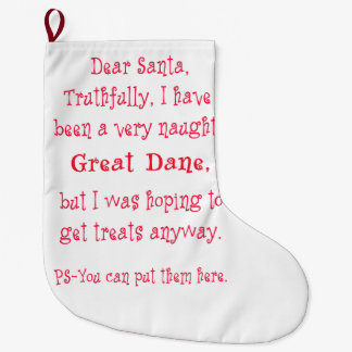 Naughty Great Dane Large Christmas Stocking