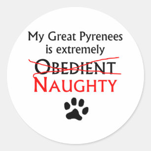 Naughty Great Pyrenees Classic Round Sticker