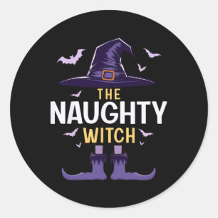 Naughty Halloween Witch Group Matching Costume Classic Round Sticker