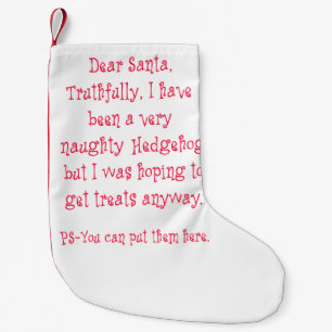 Naughty Hedgehog Small Christmas Stocking
