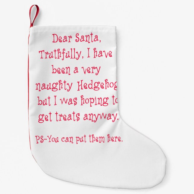 Naughty Hedgehog Small Christmas Stocking (Front)