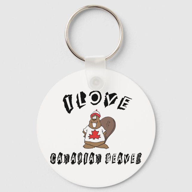 Naughty I Love Canadian Beaver Key Ring (Front)