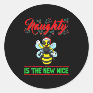 Naughty Is The New Nice Christmas Santa Xmas Premi Classic Round Sticker