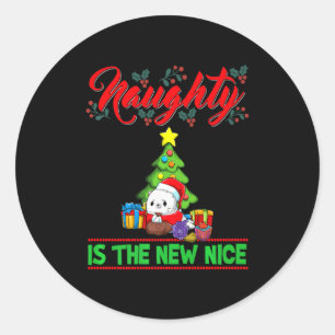 Naughty Is The New Nice Christmas Santa Xmas Premi Classic Round Sticker
