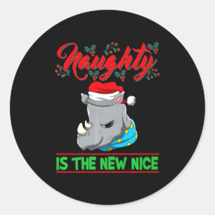 Naughty Is The New Nice Christmas Santa Xmas Premi Classic Round Sticker