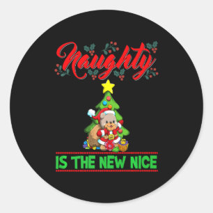 Naughty Is The New Nice Christmas Santa Xmas Premi Classic Round Sticker