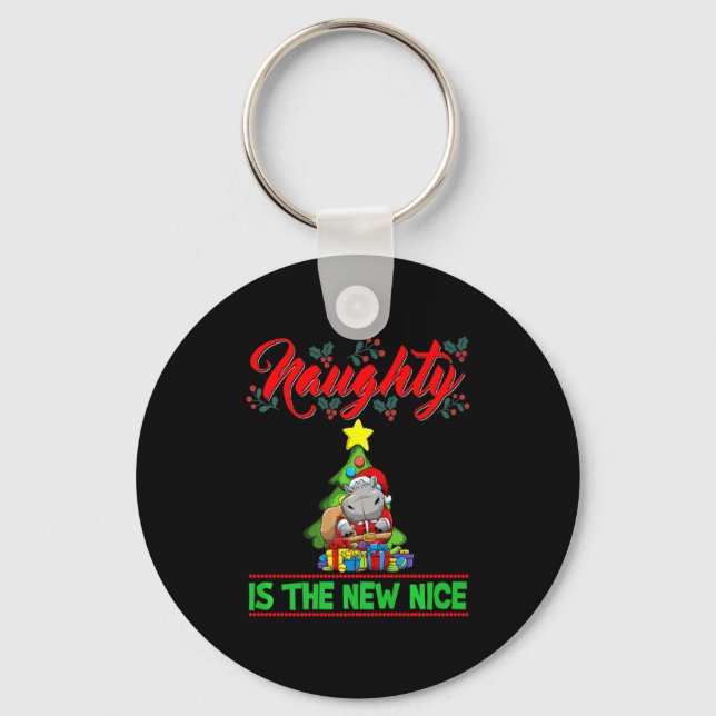 Naughty Is The New Nice Christmas Santa Xmas Premi Key Ring (Front)