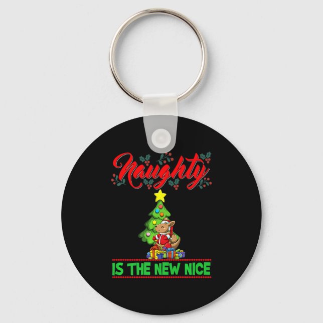 Naughty Is The New Nice Christmas Santa Xmas Premi Key Ring (Front)