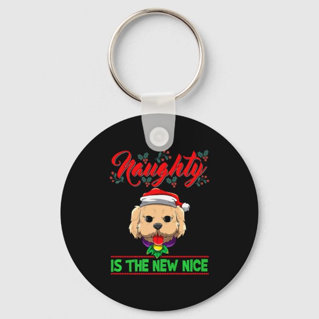 Naughty Is The New Nice Christmas Santa Xmas Premi Key Ring (Front)