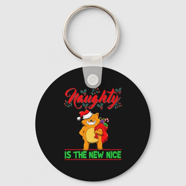 Naughty Is The New Nice Christmas Santa Xmas Premi Key Ring (Front)