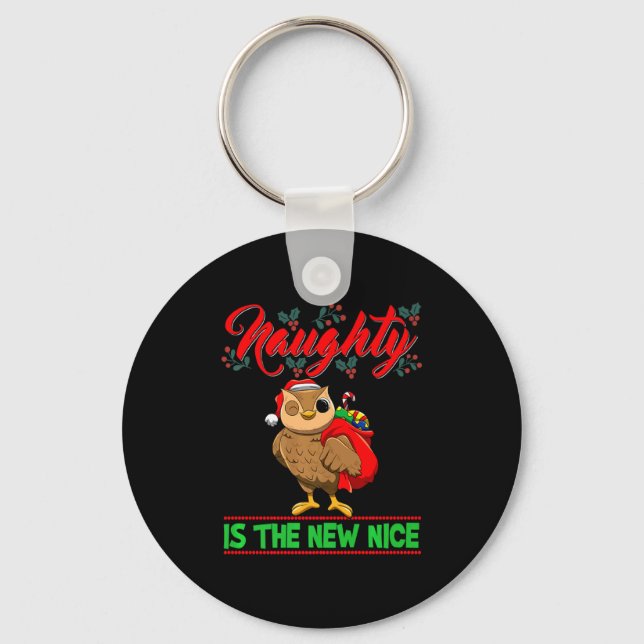 Naughty Is The New Nice Christmas Santa Xmas Premi Key Ring (Front)