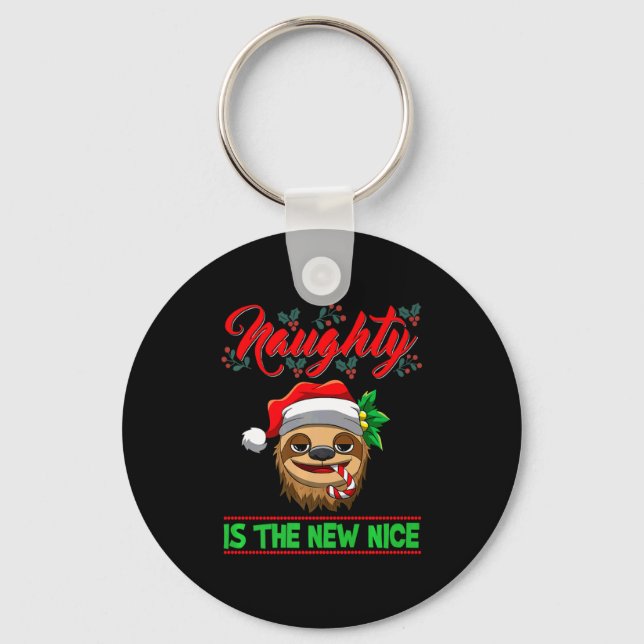 Naughty Is The New Nice Christmas Santa Xmas Premi Key Ring (Front)