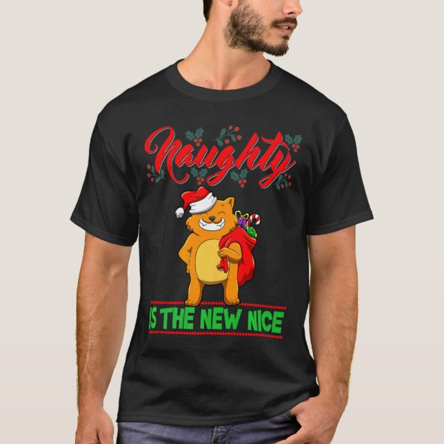 Naughty Is The New Nice Christmas Santa Xmas Premi T-Shirt (Front)