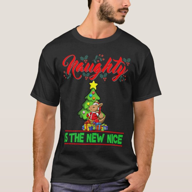 Naughty Is The New Nice Christmas Santa Xmas Premi T-Shirt (Front)