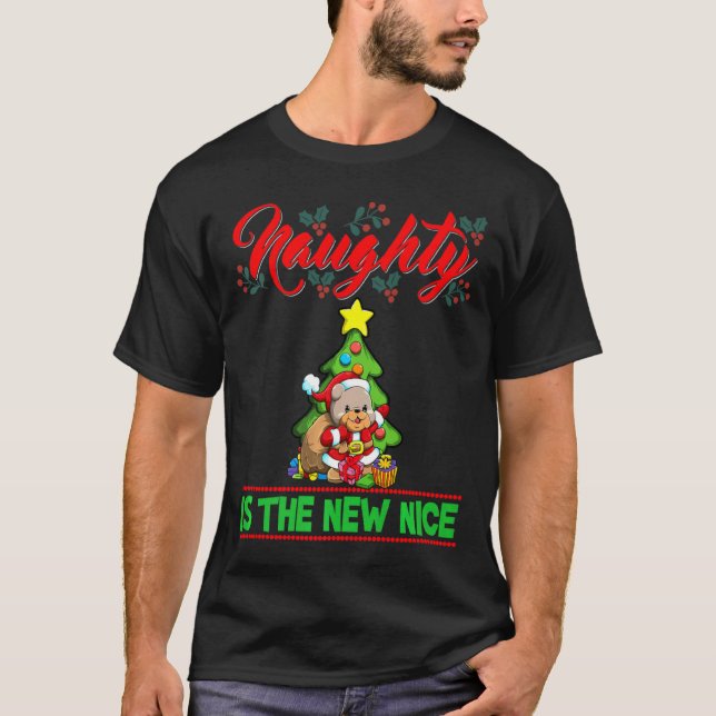 Naughty Is The New Nice Christmas Santa Xmas Premi T-Shirt (Front)