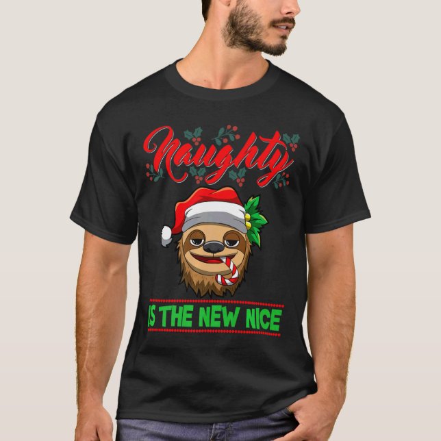 Naughty Is The New Nice Christmas Santa Xmas Premi T-Shirt (Front)