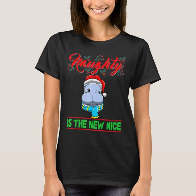 Naughty Is The New Nice Christmas Santa Xmas Premi T-Shirt (Front)