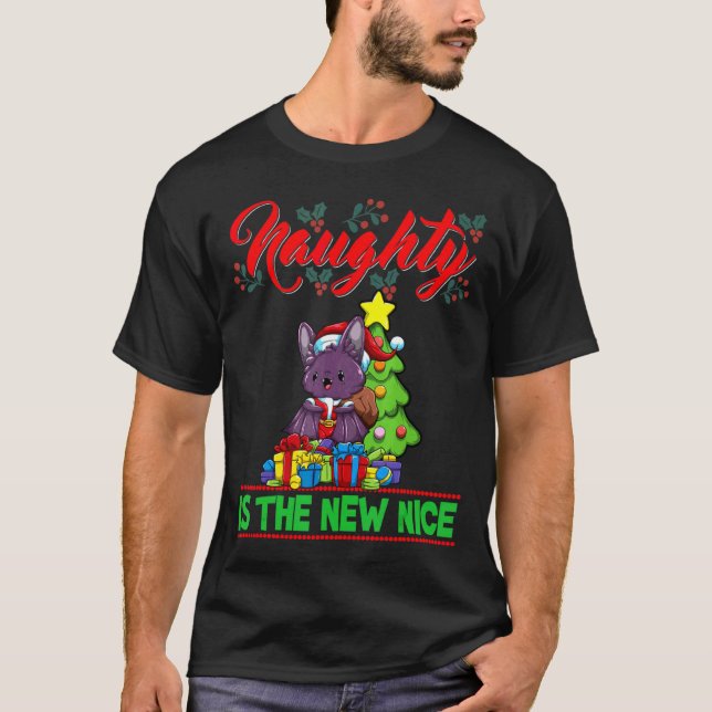Naughty Is The New Nice Christmas Santa Xmas T Shi T-Shirt (Front)