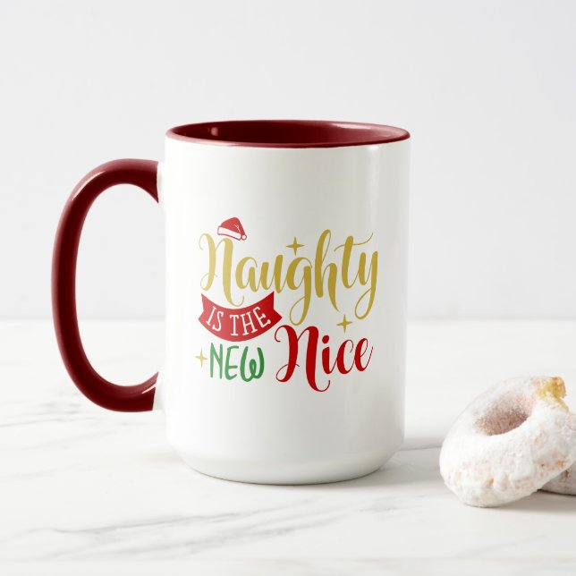 Naughty Is The New Nice, Funny Christmas Gift Mug (With Donut)