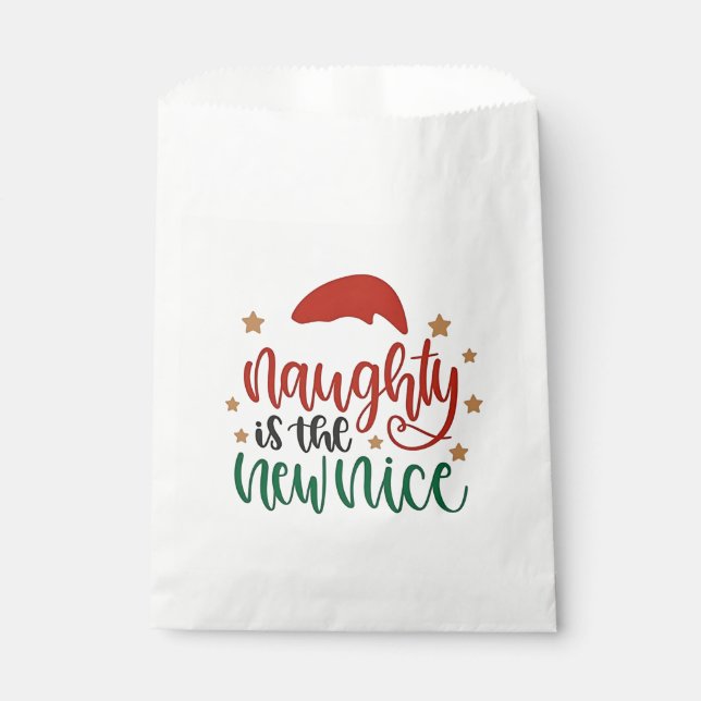 Naughty is The New Nice Funny Christmas Santa Favour Bags (Front)