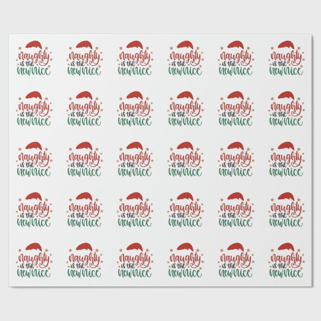 Naughty is The New Nice Funny Christmas Santa Wrapping Paper (Flat)