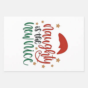 Naughty is The New Nice Funny Christmas Santa Wrapping Paper Sheet