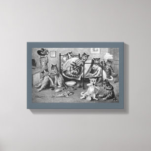 Naughty Kittens, Louis Wain Canvas Print