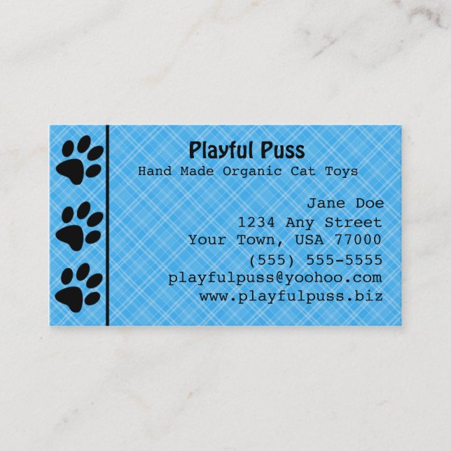 Naughty Kitty Blue Business Card (Front)