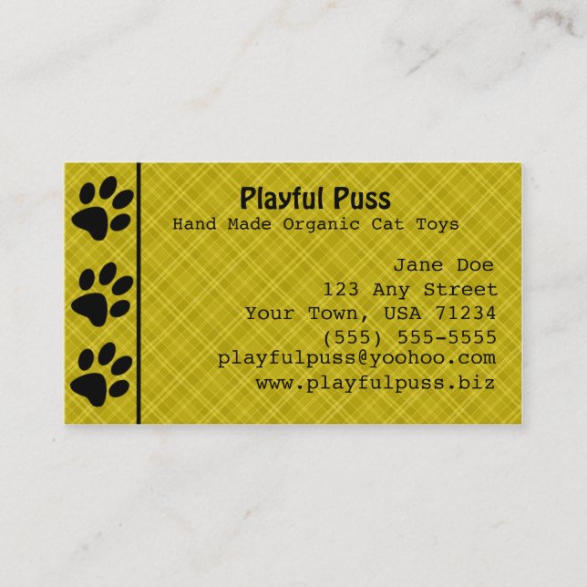 Naughty Kitty Gold Business Card (Front)