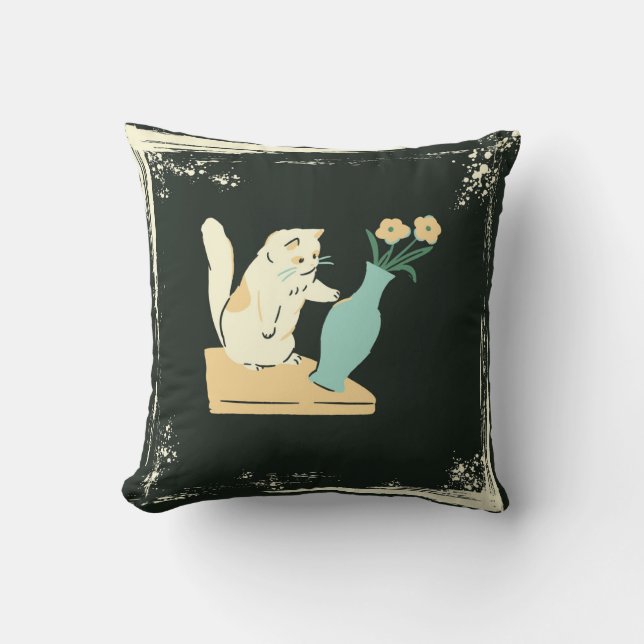 Naughty Kitty Throw Pillow (Front)