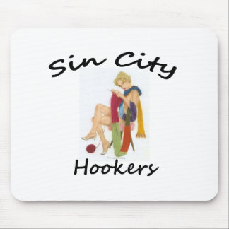 naughty knitter, crochet and knitting logo blac... mouse mat