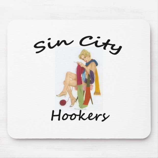 naughty knitter, crochet and knitting logo blac... mouse mat (Front)