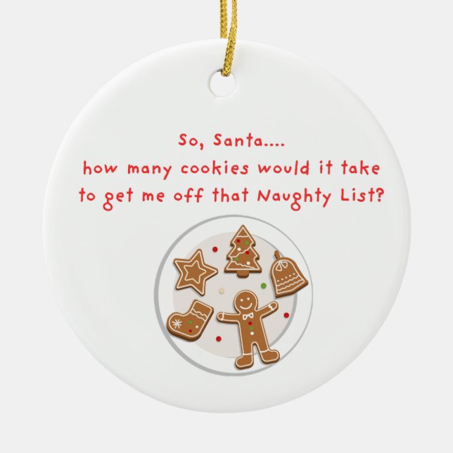 Naughty List Bribe Ceramic Tree Decoration (Front)