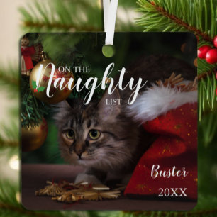 Naughty List Christmas Pet Photo Metal Tree Decoration
