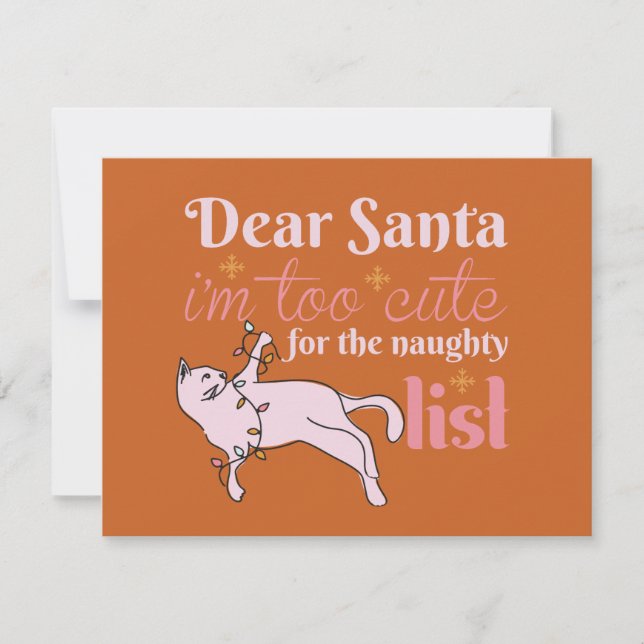 Naughty List Cute Cat Christmas Holiday Card (Front)