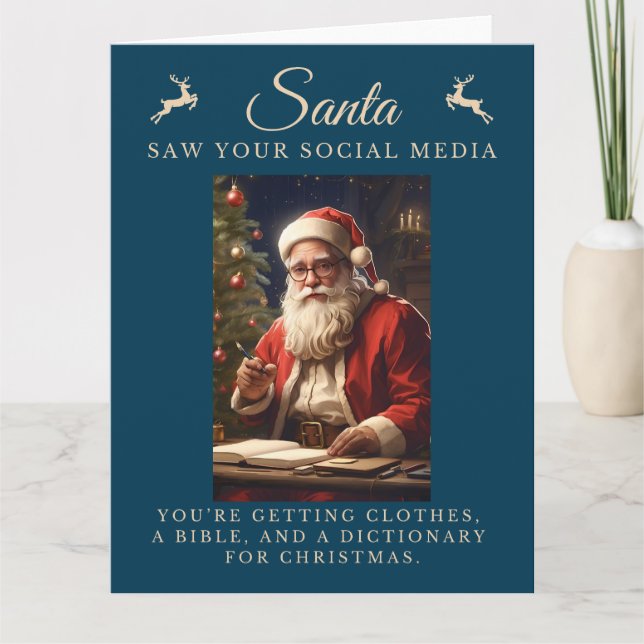 Naughty List Funny Sarcastic Santa Christmas Card (Front)