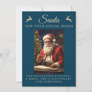 Naughty List Funny Sarcastic Santa Christmas Holiday Card