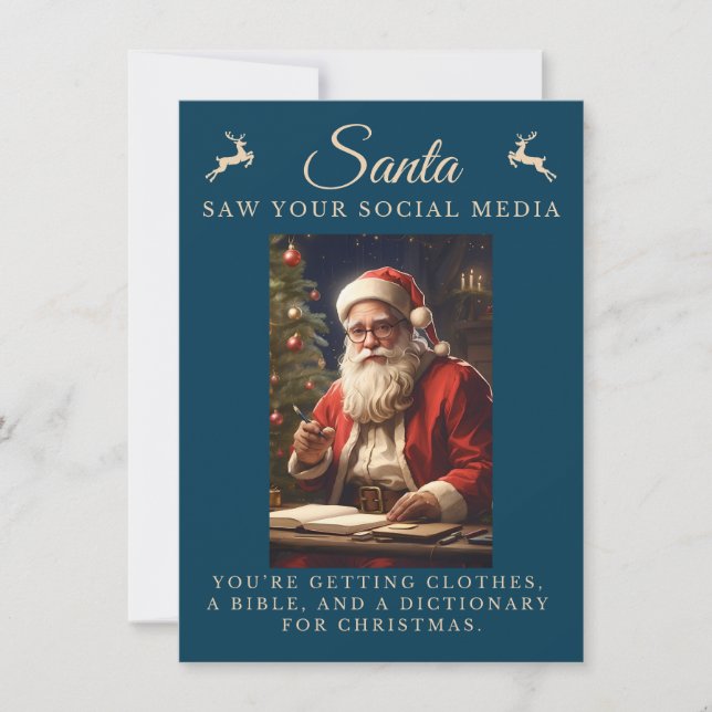 Naughty List Funny Sarcastic Santa Christmas Holiday Card (Front)