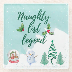 Naughty list glass coaster
